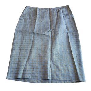 Peter cohen Sz L gold silver plaid silk skirt